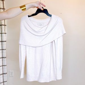 Loft Off the Shoulder Sweater in Pink Nude